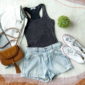 Zenana Mineral Wash Racerback Tank Bodysuit